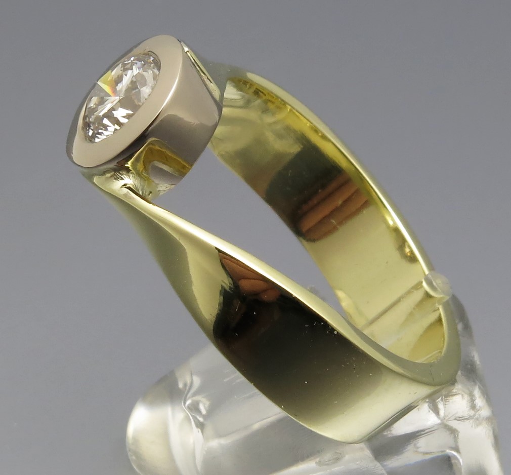 Toller Bicolor Solitär Ring – Bild 6