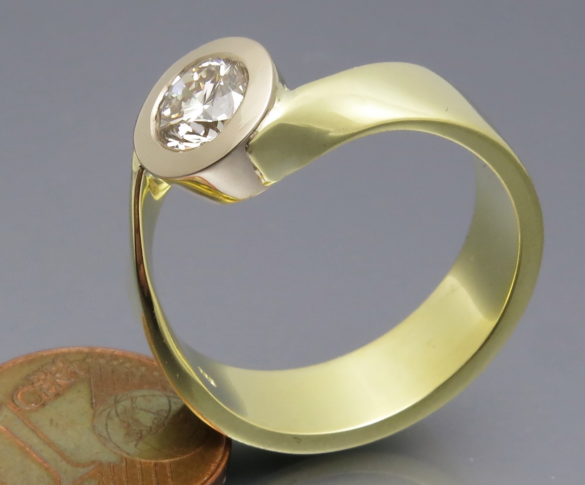 Toller Bicolor Solitär Ring – Bild 9
