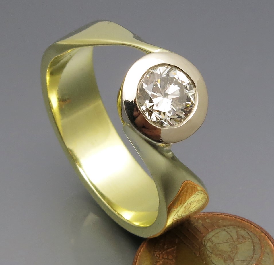 Toller Bicolor Solitär Ring – Bild 10
