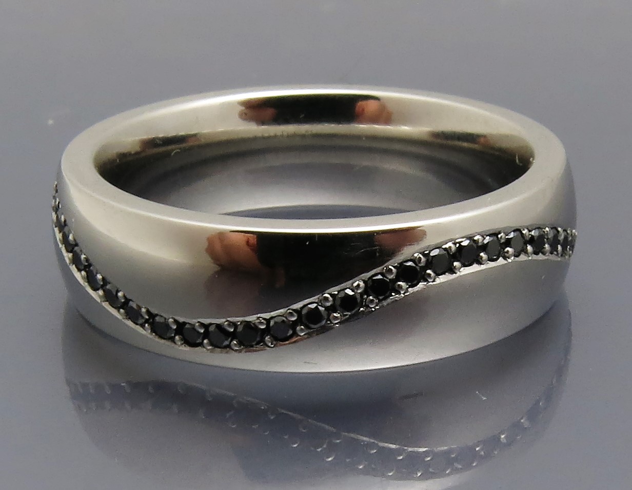 Toller Platin Brillant Ring "Welle" – Bild 2