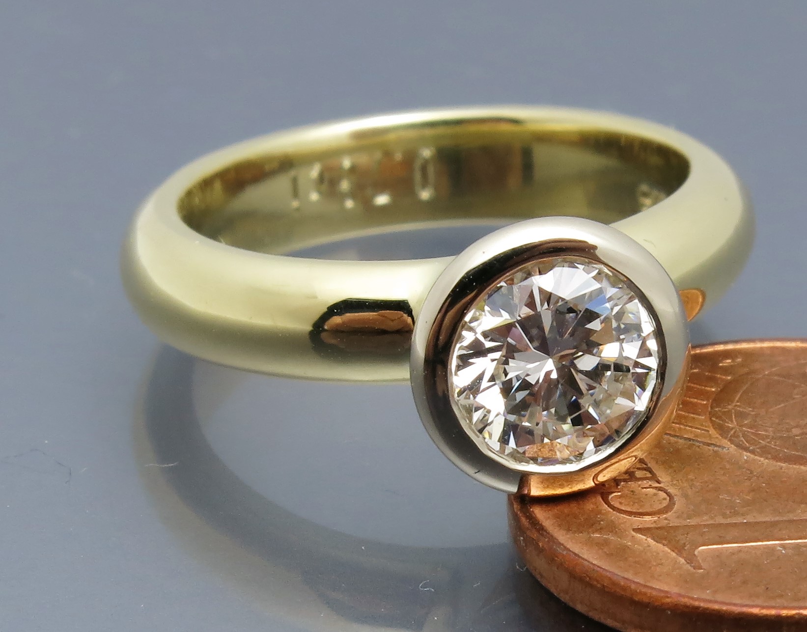 Toller Bicolor Brillant Solitär Ring – Bild 3