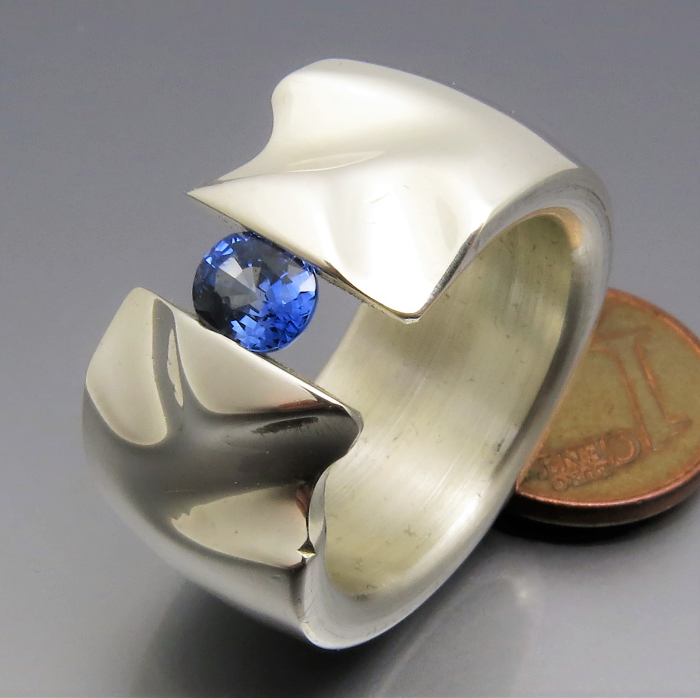 Breiter Safir Spannring "Fields" – Bild 4