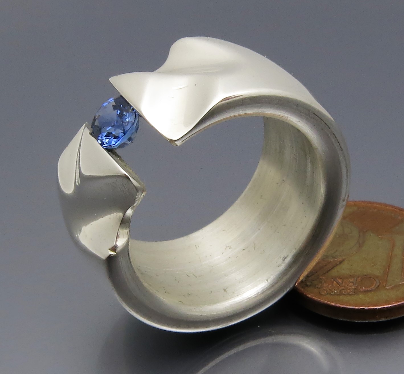 Breiter Safir Spannring "Fields" – Bild 5