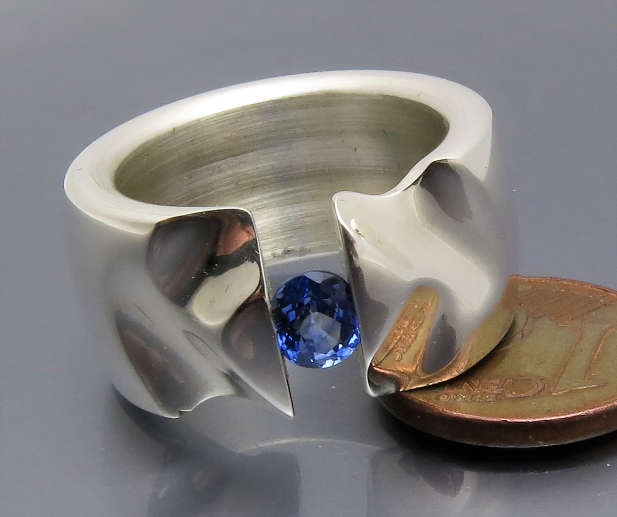 Breiter Safir Spannring "Fields" – Bild 6