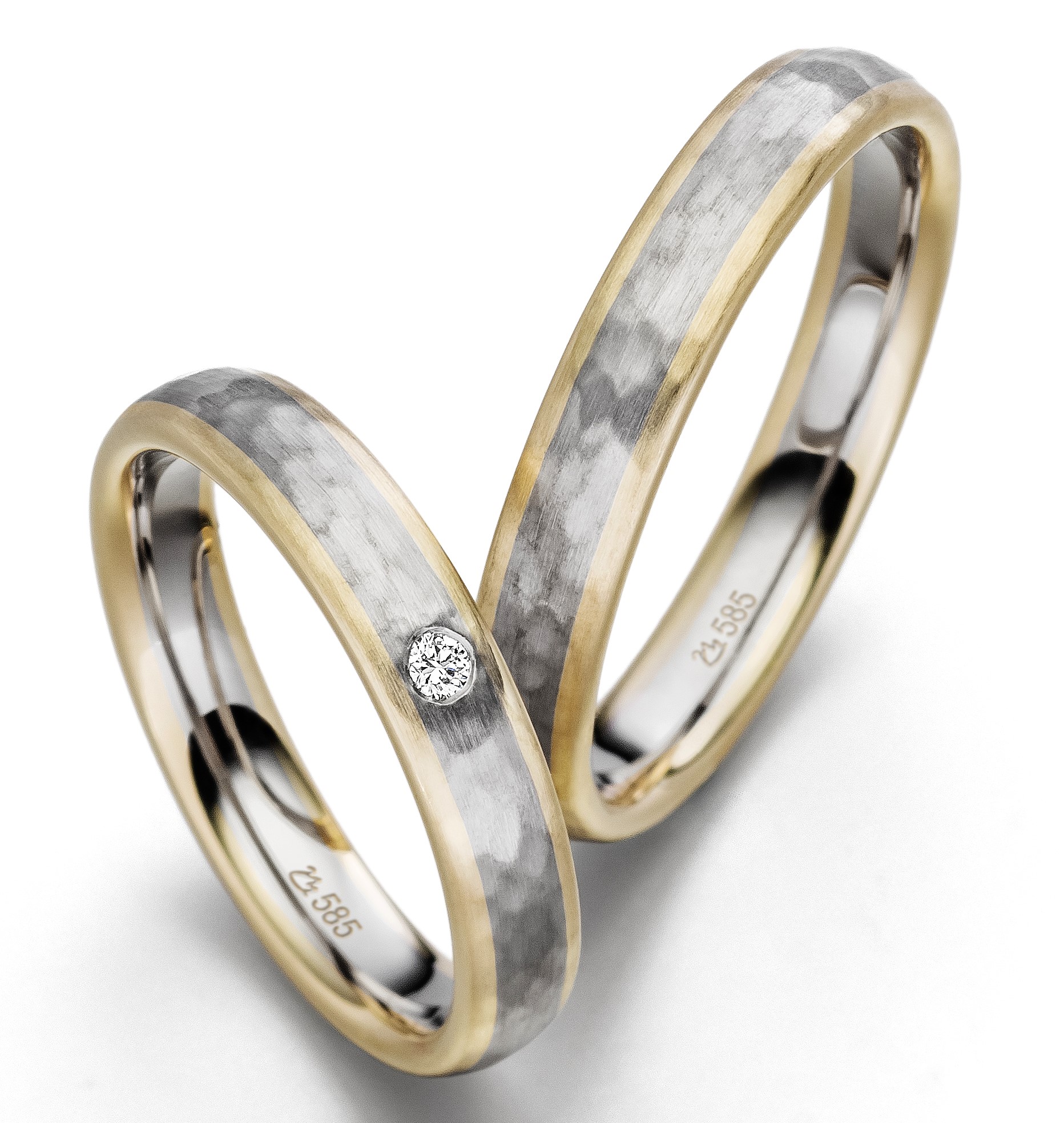 Eheringe/Trauringe Hammerschlag Bicolor