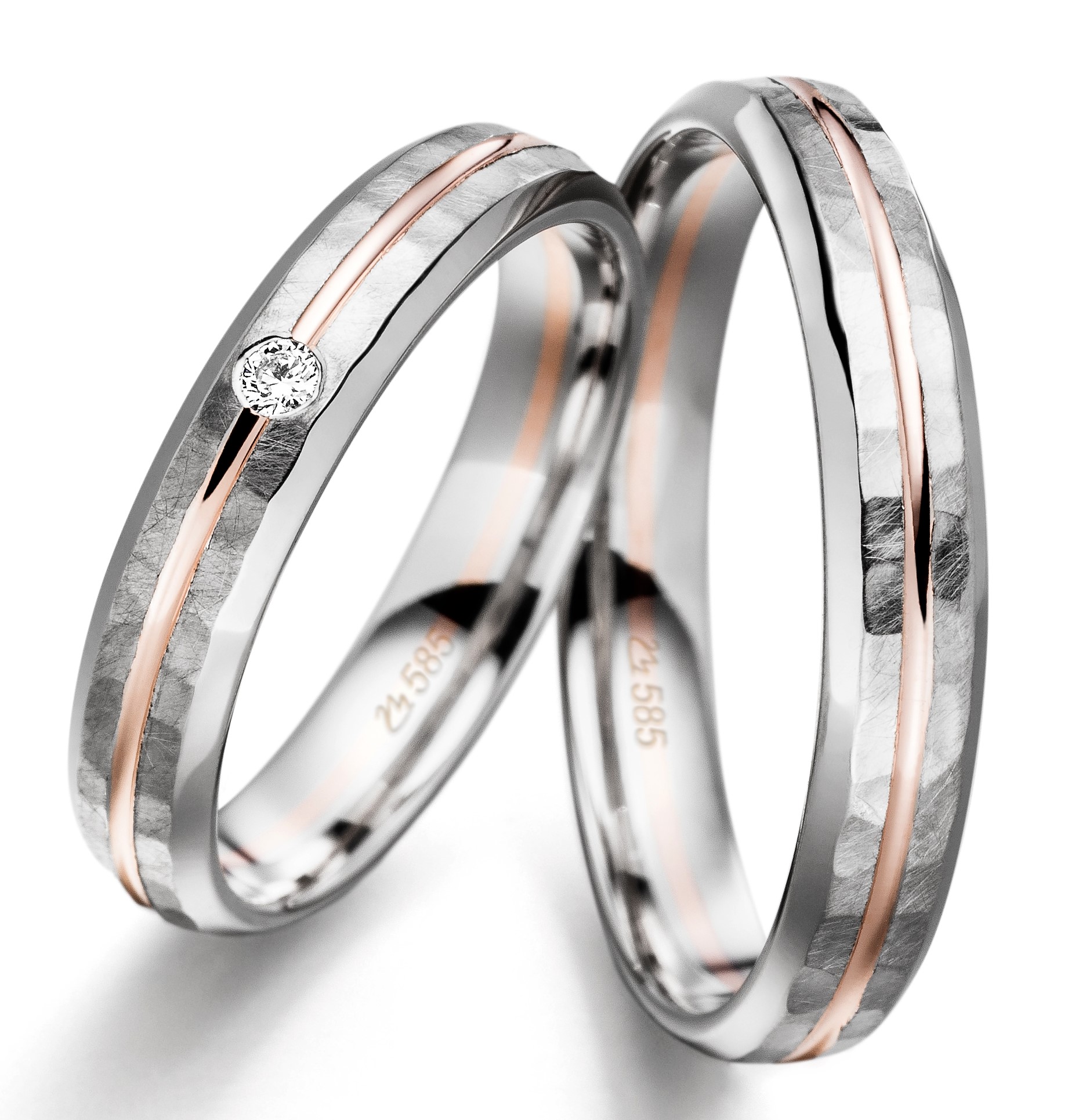 Eheringe/Trauringe Hammerschlag Bicolor