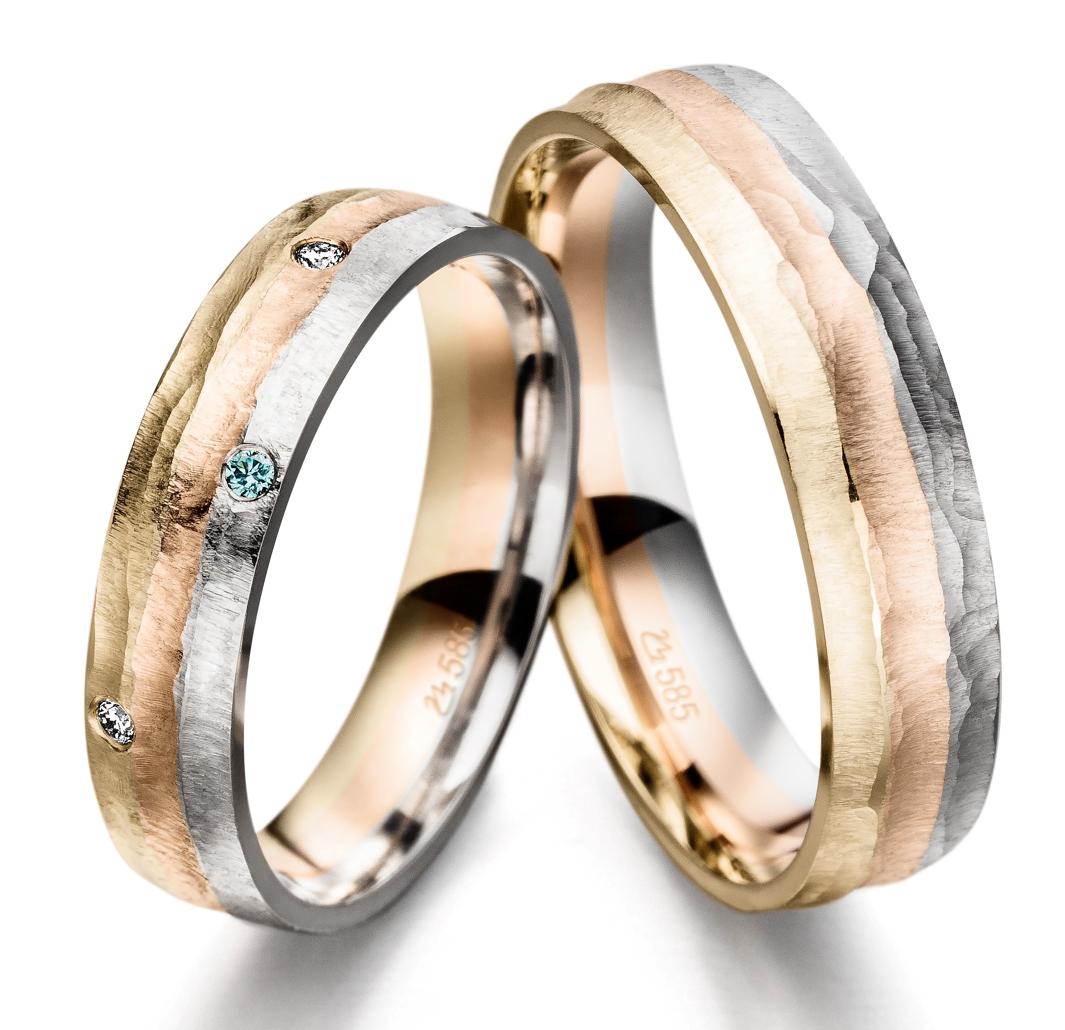 Eheringe/Trauringe Relief Tricolor