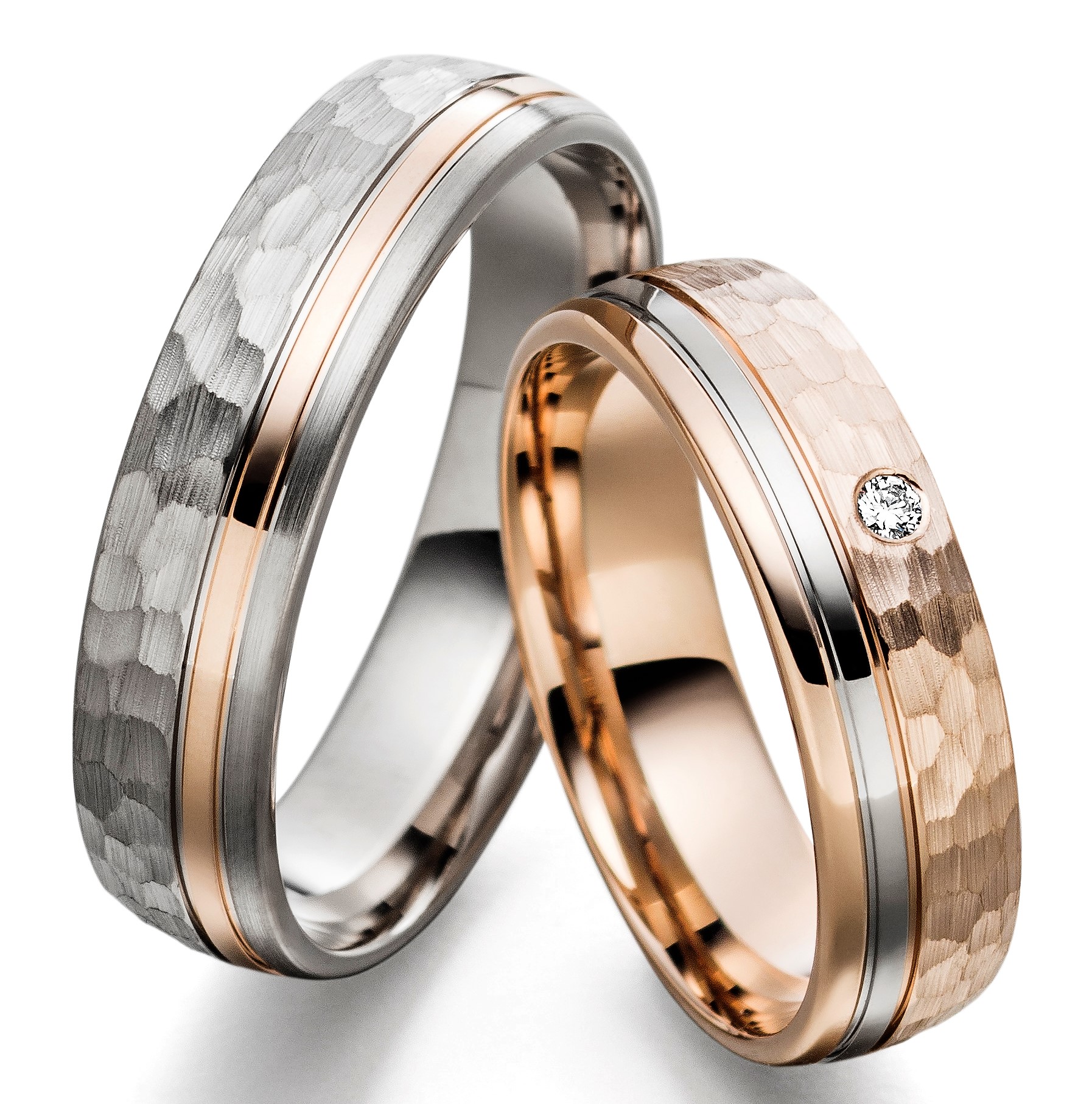 Eheringe/Trauringe Hammerschlag Bicolor