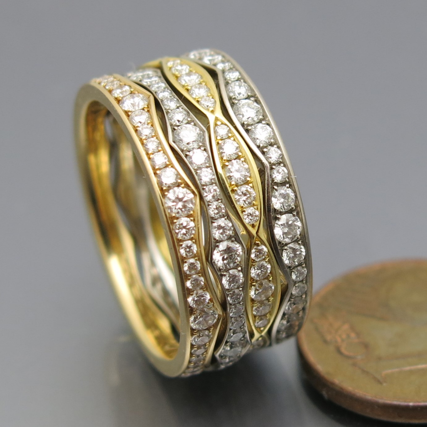 Toller Vierfach Diamant Memoire Ring – Bild 6